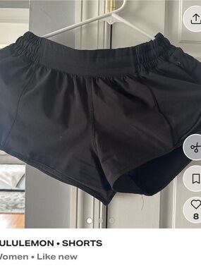 lululemon athletica Women's Black Athletic Shorts with Elastic Waist